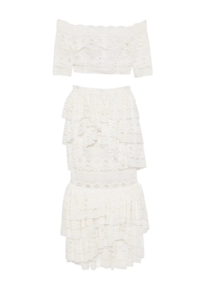 Saiid Kobeisy lace ruffled dress - White