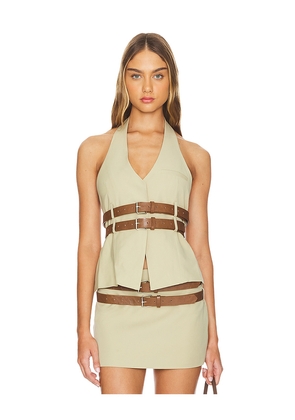 LIONESS Ethereal Buckle Top in Beige. Size L. Also in XL.