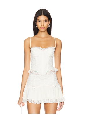 MAJORELLE Ceila Bustier Top in Ivory. Size L. Also in M, S, XL, XS.