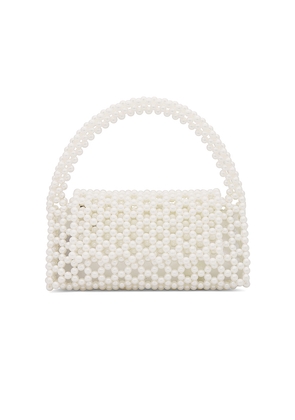 olga berg Amrita Bead Top Handle Bag in White.