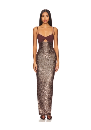 Nookie Monet Twist Gown in Metallic Copper. Size M. Also in S, XS.