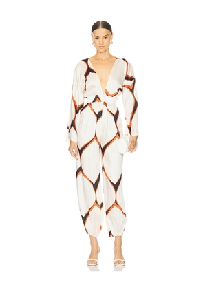 MISA Los Angeles Amina Jumpsuit in Cream. Size L. Also in S, XS, XXS.
