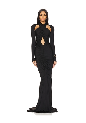 Lapointe Halter Ruched Gown in Black. Size L. Also in M, S.