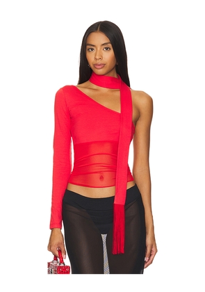 NIIHAI Asymmetric Neck Tie Top in Red. Size XL. Also in XS.