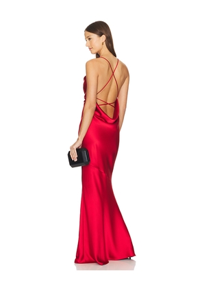 Nadine Merabi Cowl Neck Maxi Dress in Red. Size 6/SM. Also in 8/M.