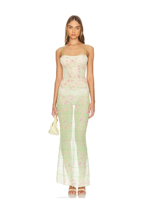 MAJORELLE Blake Maxi Dress in Green. Size M. Also in L, XL.