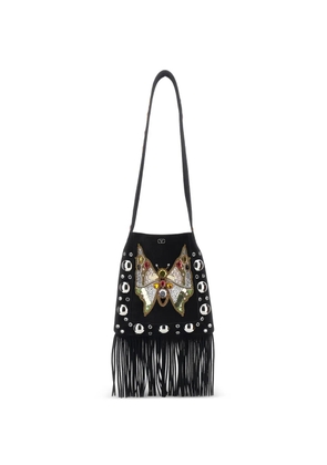 Valentino Garavani eyelet-embelishment fringed-hem shoulder bag - Black
