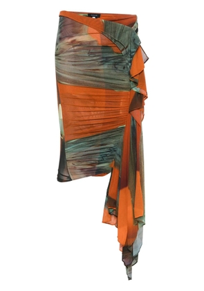 Mugler Archive-print ruched skirt - Orange