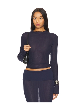 Lovers and Friends Ellison Sheer Top in Navy. Size L. Also in M, S, XS.