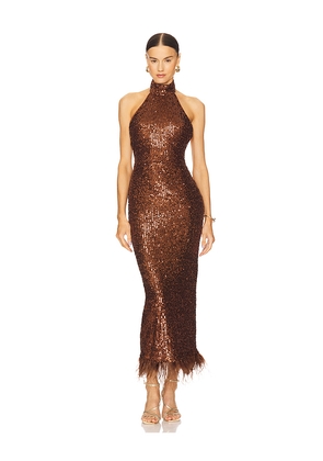 NBD Janya Maxi Dress in Brown. Size L. Also in M, S.