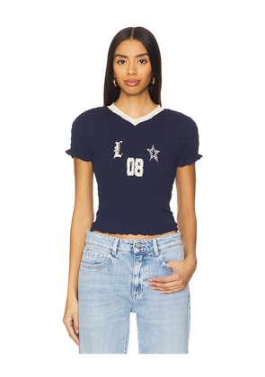 LIONESS Scrunched Spectate Top in Navy. Size M. Also in S, XS.