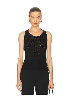 Norma Kamali Scoop Neck Tank Crochet Top in Black. Size XS. Also in XXS.
