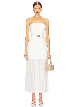 NICHOLAS Reagan Strapless Mini Dress With Pleated Skirt in Cream. Size 10. Also in 4, 6.