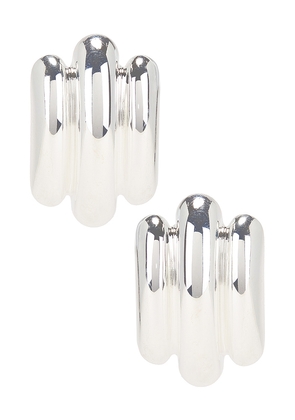 MEGA Les Tubes Earrings in Metallic Silver.
