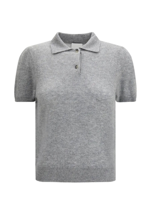 Allude mélange-effect knitted polo top - Grey