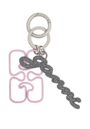 GANNI logo-plaque keyring - Silver