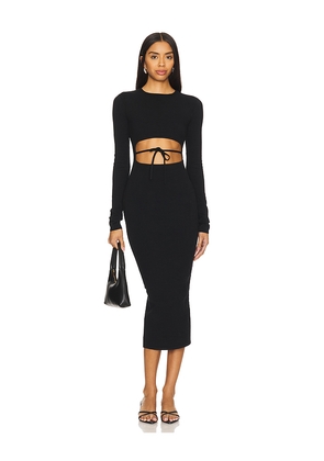 LPA Romona Knit Midi Dress in Black. Size L. Also in M, S, XS.