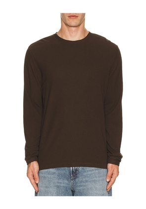 NN07 Clive Waffle Knit Tee in Brown. Size L. Also in M, S, XL/1X.