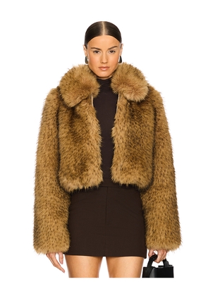 L'Academie by Marianna Savoie Faux Fur Jacket in Beige. Size L. Also in XS, XXS, S, M.