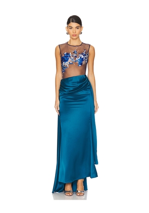 Kim Shui Satin Gown in Teal. Size L. Also in S.