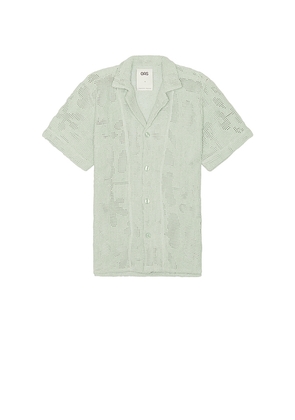 OAS Galbanum Cuba Crochet Shirt in Green. Size L. Also in M, S.