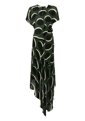 colville graphic-print draped midi dress - Green
