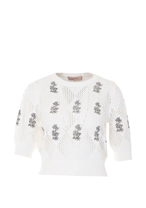 TWINSET embroidered crew-neck top - White