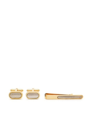 Christian Dior Pre-Owned 1980s logo-embossed tie clip and cufflinks set - Gold