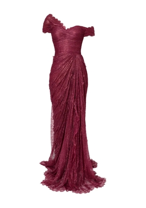 Iris Serban Eleria draped lace gown - Red