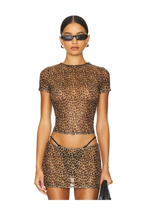 Miaou Mini Tee in Brown. Size L. Also in M, S, XL, XS, XXS.