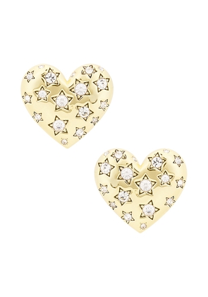 Lele Sadoughi Celestial Heart Button Earring in Metallic Gold.