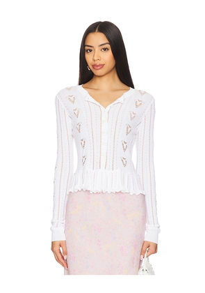 LoveShackFancy Thalia Cardigan in White. Size L. Also in M, S, XS.