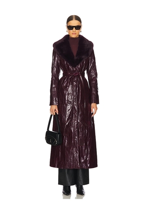 Kim Shui Bordeaux Faux Fur Collar Coat in Wine. Size M. Also in S, XS.
