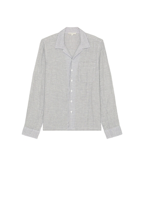 onia Linen Home Long Sleeve Camp Shirt in Blue. Size L. Also in M.