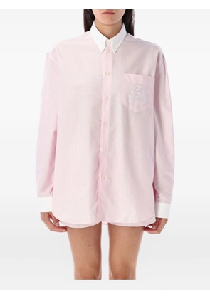 Sporty & Rich crest-embroidered striped shirt - Pink