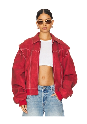 LIONESS Vista Bomber Jacket in Red. Size M. Also in L, S, XS.