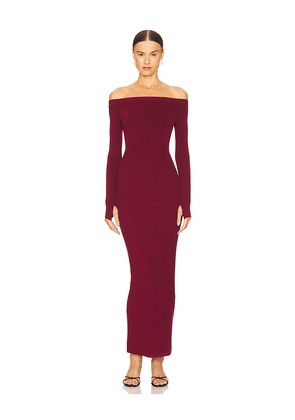 Michael Costello x REVOLVE Off Shoulder Bodycon Maxi Dress in Burgundy. Size L. Also in M, S, XS.
