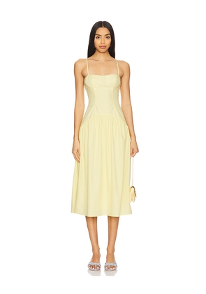 MORE TO COME Margaery Midi Dress in Lemon. Size L. Also in M, S, XL, XS, XXS.