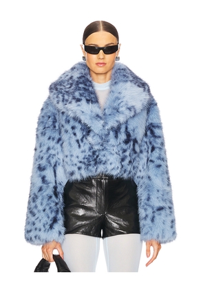 LAMARQUE Danika Faux Fur Coat in Baby Blue. Size L. Also in S, XS.