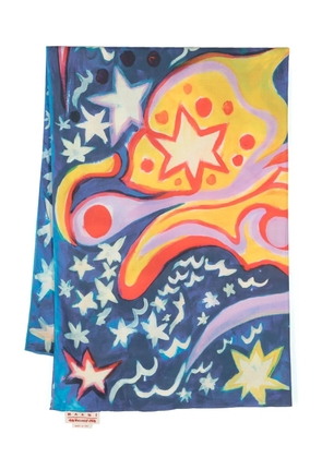 Marni graphic-print cotton scarf - Blue