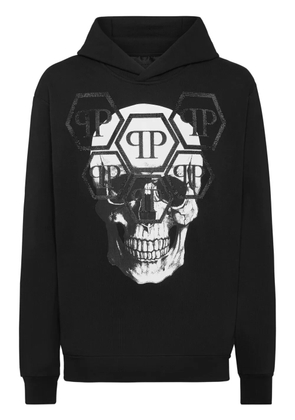 Philipp Plein skull-print cotton hoodie - Black
