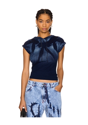 Masha Popova Hooded Bow T-shirt in Blue. Size S. Also in XS.