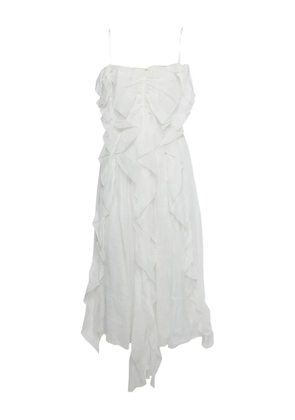 Chloé Pre-Owned Ruffle asymmetric midi dress - White