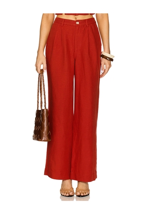 onia Air Linen Pleated Trouser in Red. Size 12. Also in 2, 6.