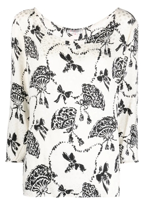 Saint Laurent Pre-Owned 1980s bouquet print silk blouse - Neutrals