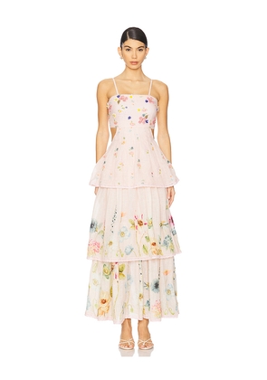 LA FUORI Garden Gala Tier Dress in Blush. Size L. Also in M, S.