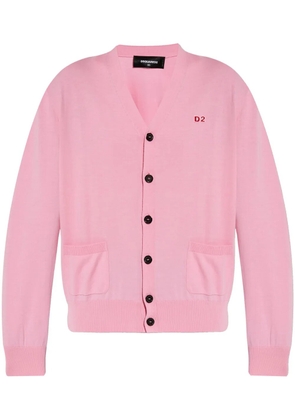 DSQUARED2 logo patch V-neck cardigan - Pink
