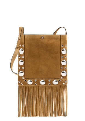 Valentino Garavani Nellcôte studs fringed cross body bag - Brown