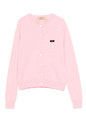 Nº21 button-fastening logo-patch cardigan - Pink