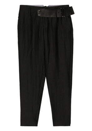 Yohji Yamamoto belted tapered trousers - Black